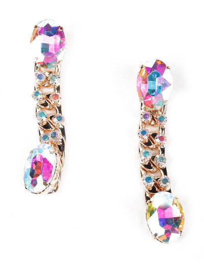 Crome crystal chained drop earrings - Odette