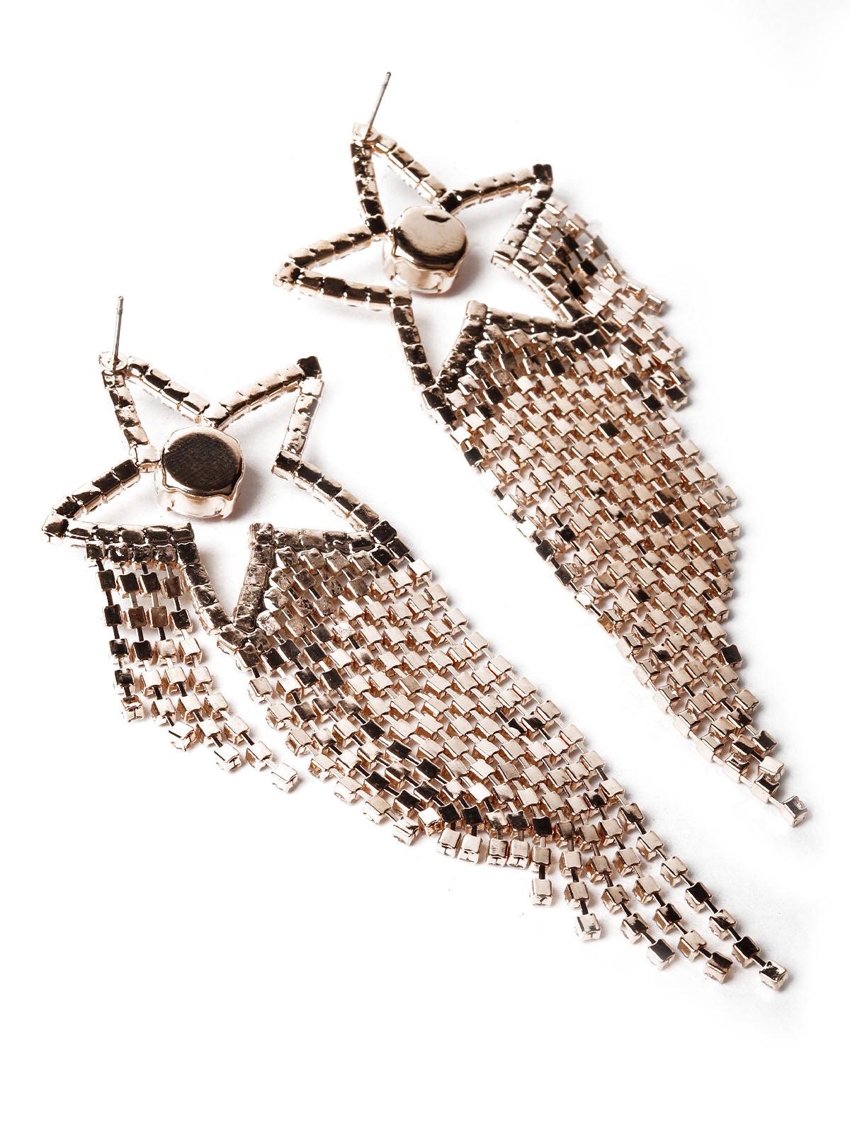Crome crystal star-shaped tassel earrings - Odette
