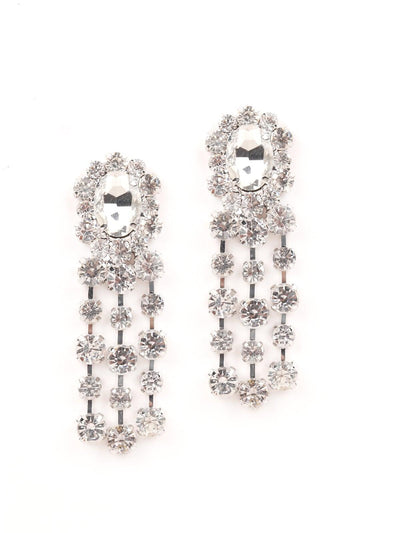 Crystal Drop Earrings -Silver - Odette