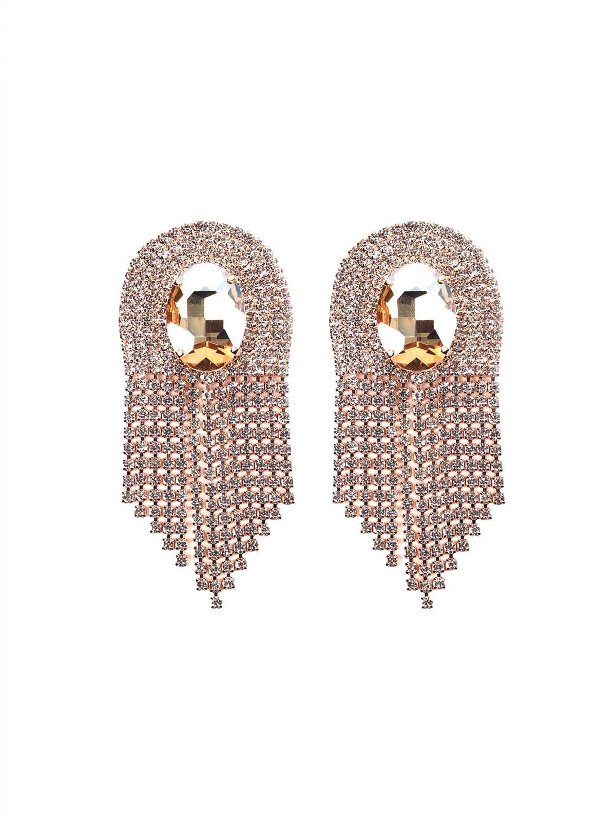 Crystal-Embellished Gold-Tone Overlapping Earring - Odette