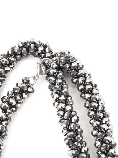 Crystal Grey Cut Beads Layered Necklace - Odette