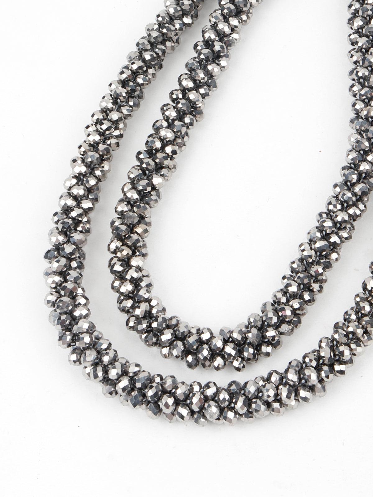 Crystal Grey Cut Beads Layered Necklace - Odette