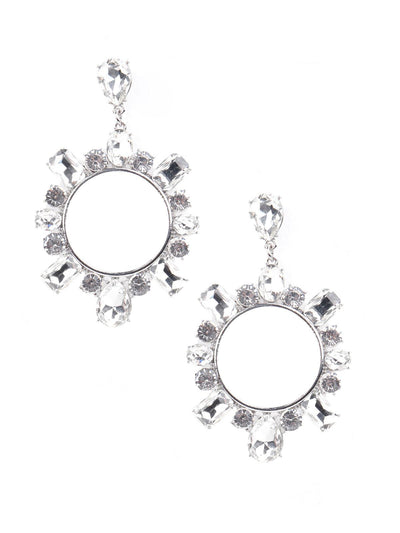 Crystal hoop earrings- Silver - Odette