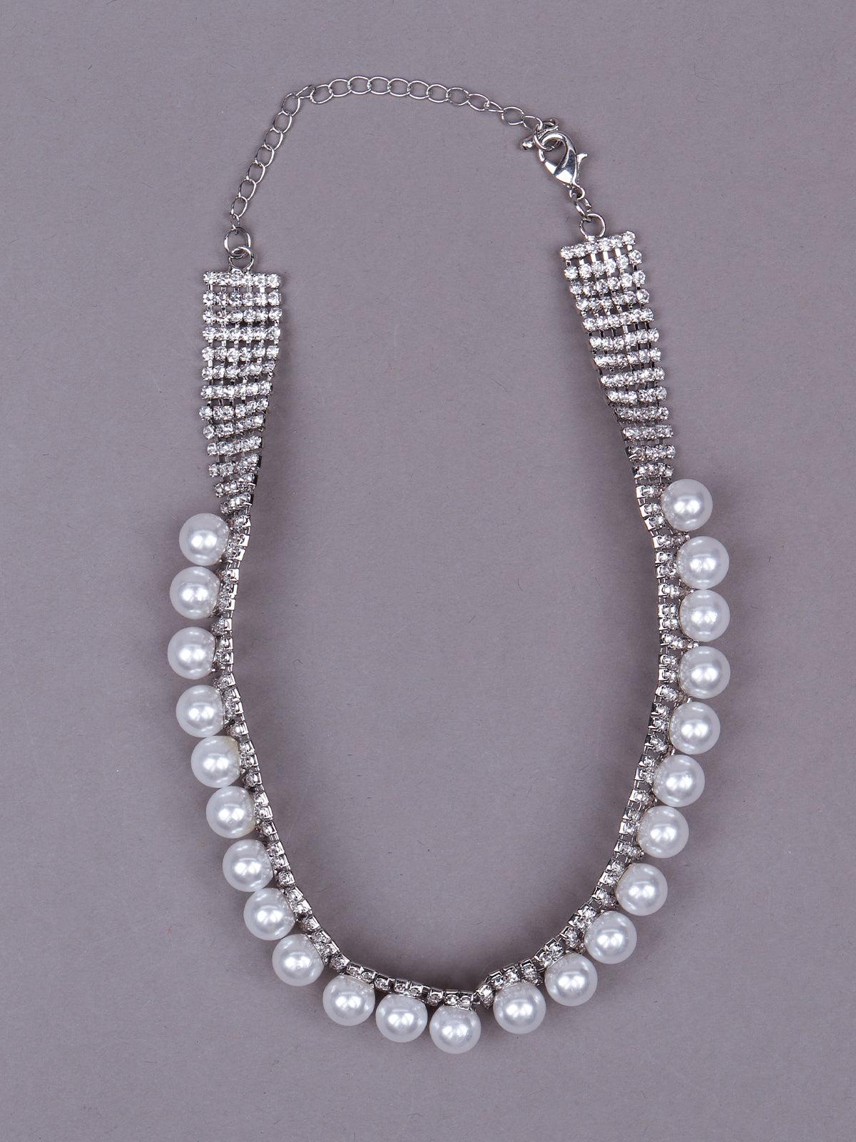Crystals&Pearls structured necklace for women - Odette