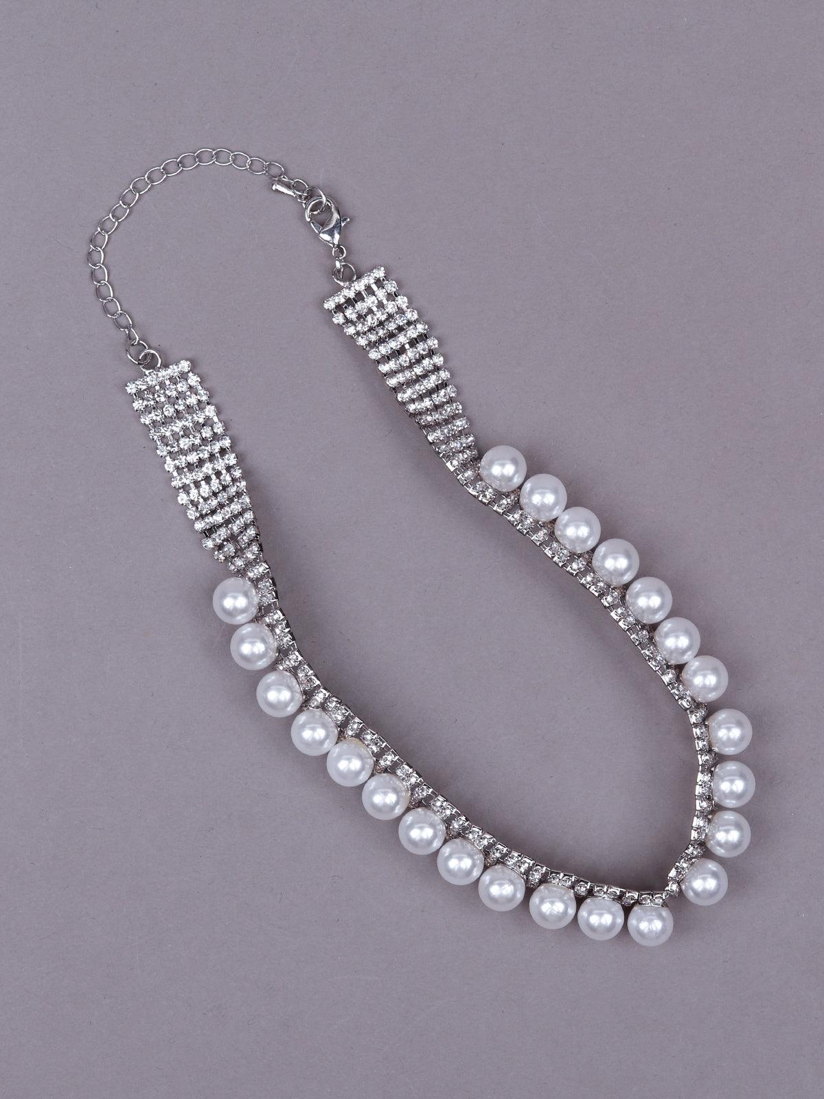 Crystals&Pearls structured necklace for women - Odette