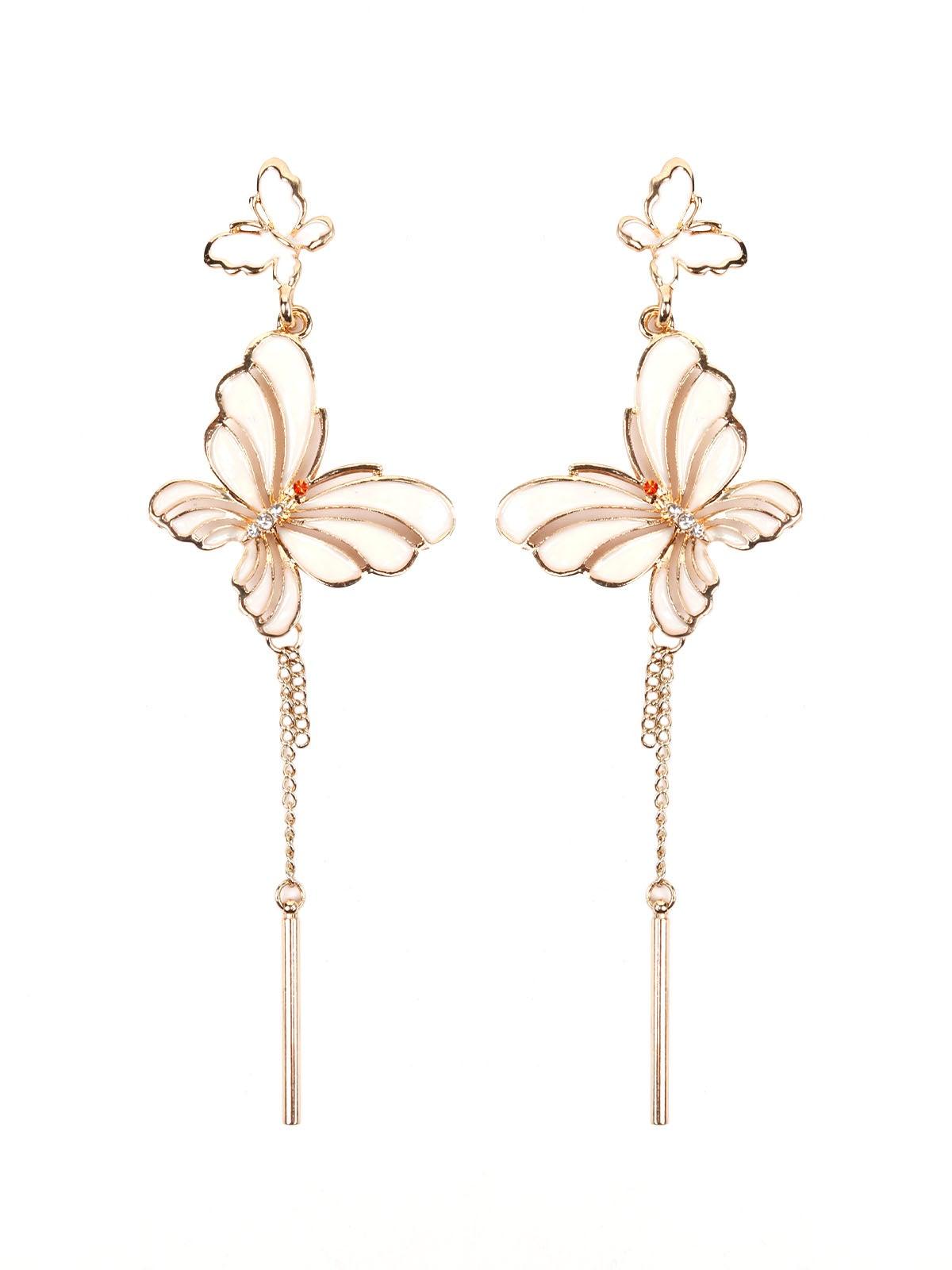 Cute Gold Colour Butterfly Drop Earrings - Odette