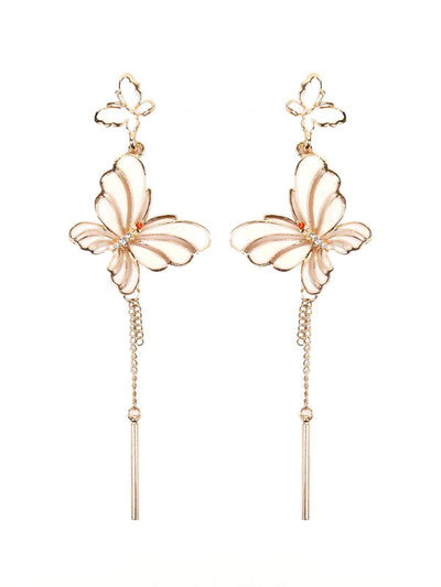 Cute Gold Colour Butterfly Drop Earrings - Odette