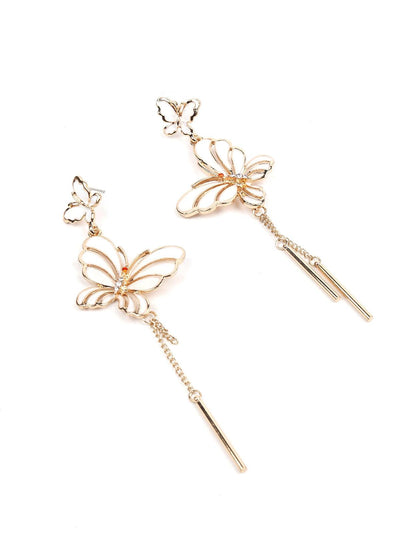 Cute Gold Colour Butterfly Drop Earrings - Odette