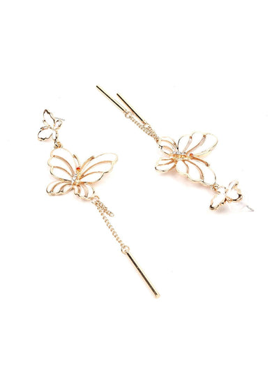 Cute Gold Colour Butterfly Drop Earrings - Odette