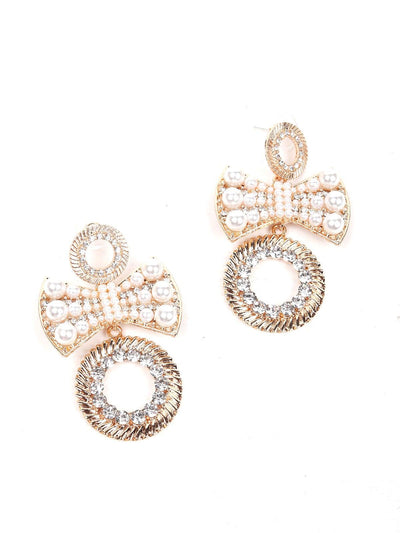 Cute Gold studded bow earrings - Odette