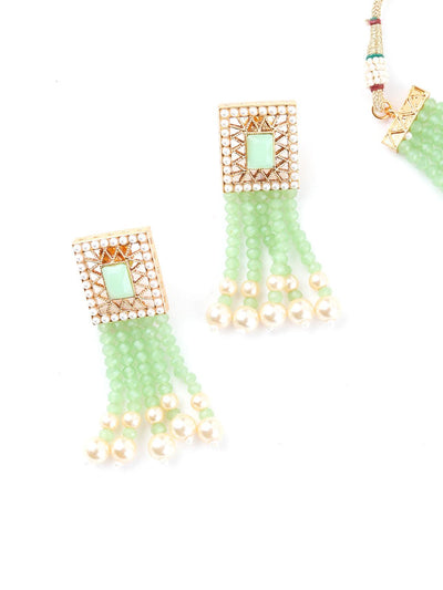 Cute Light Green Choker Necklace Set - Odette