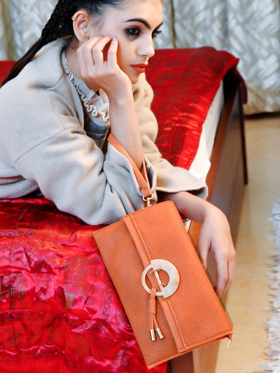 Cute orange clutch for women - Odette