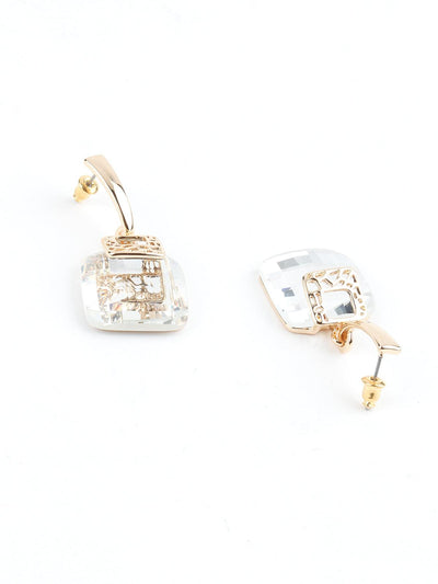 Cute Square White Crystal Earrings - Odette
