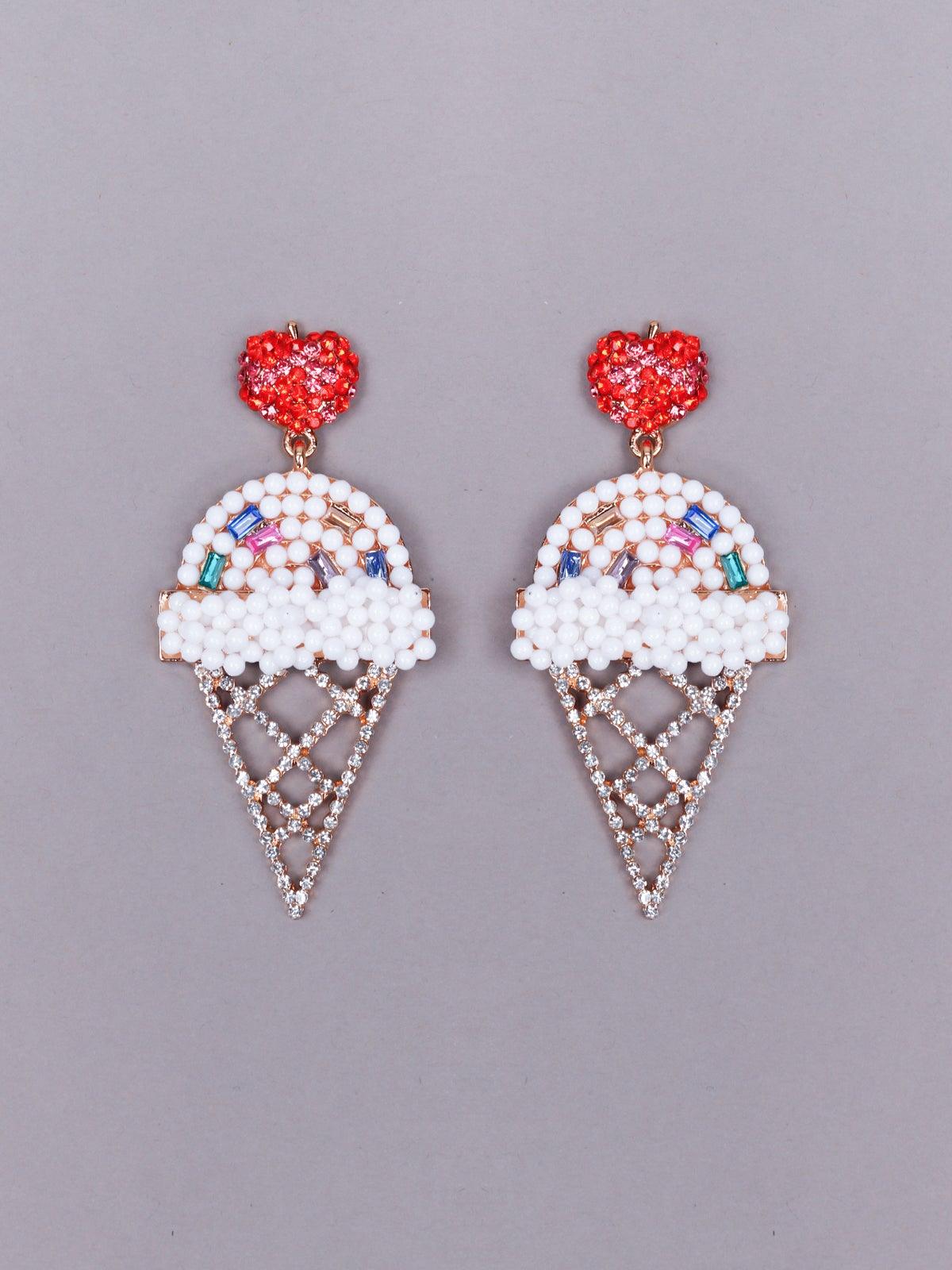 Cute studded ice-cream cone earrings - Odette