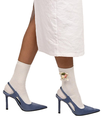 Cute white ankle-length socks - Odette
