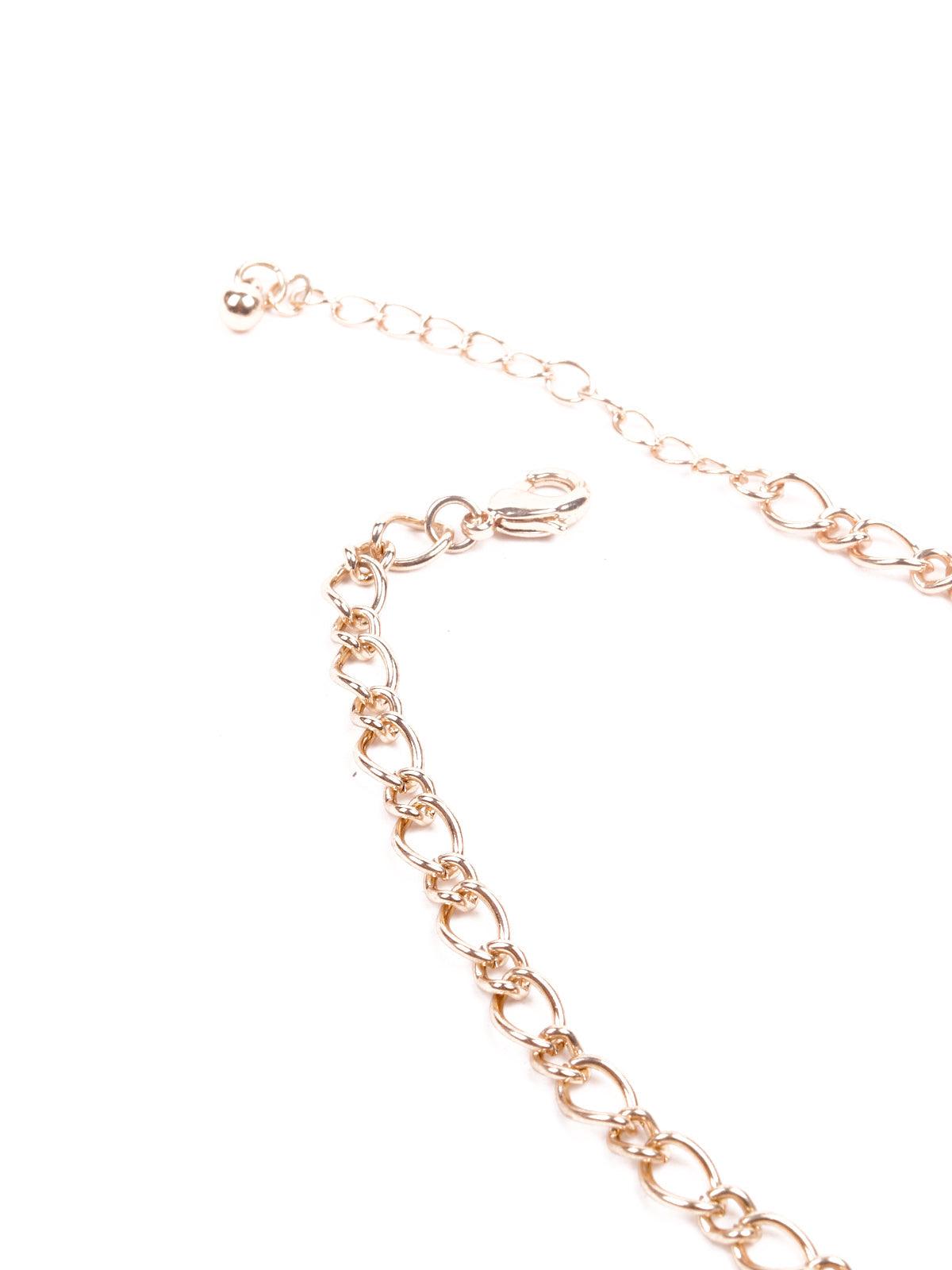Dainty crystal embellished lariat necklace-Gold - Odette