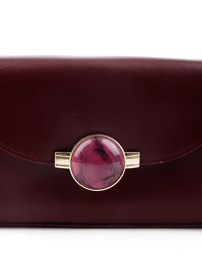 Deep maroon gorgeous smooth texture belt bag for women - Odette