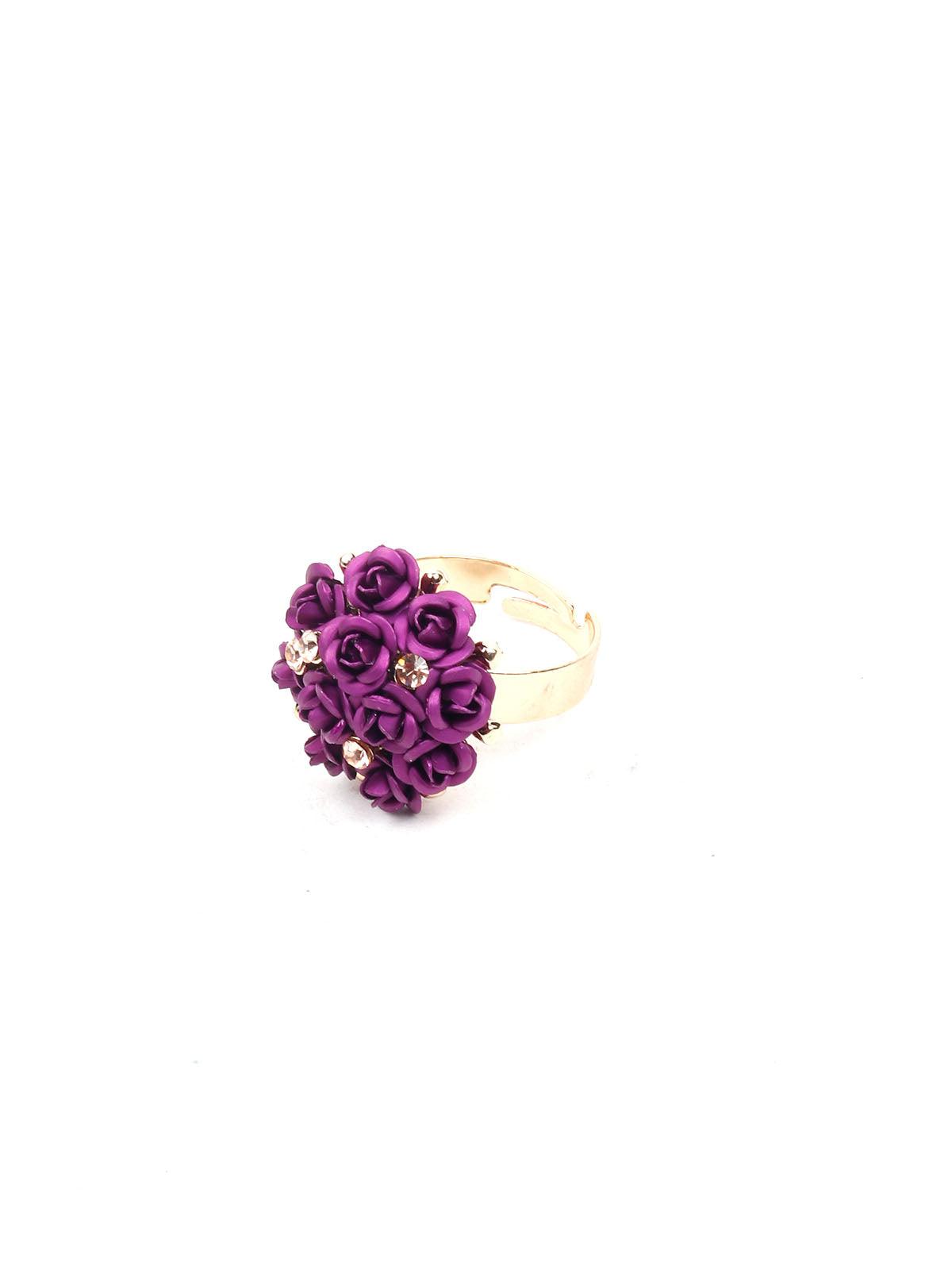Deep purple floral pendant necklace set - Odette