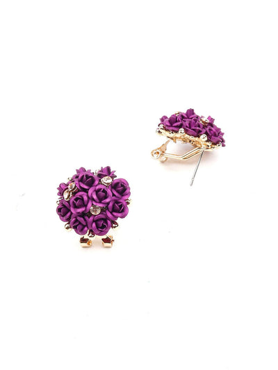Deep purple floral pendant necklace set - Odette
