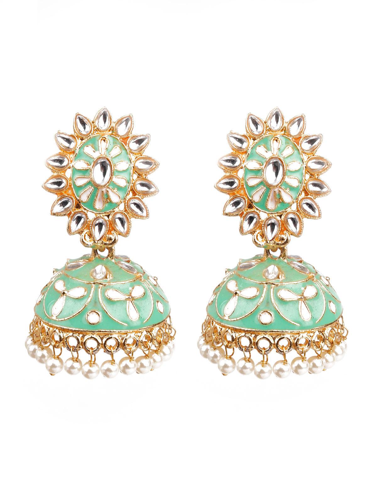 DELICATE GREEN MEENAKARI EARRINGS - Odette