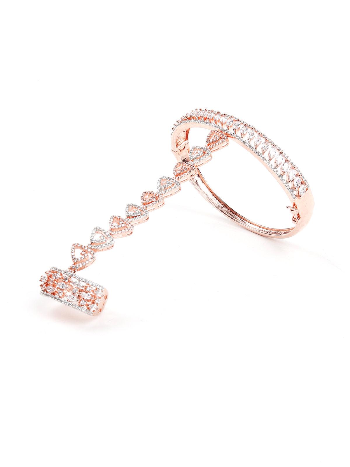 Delicate Studded Gold-Tone Bracelet Ring - Odette