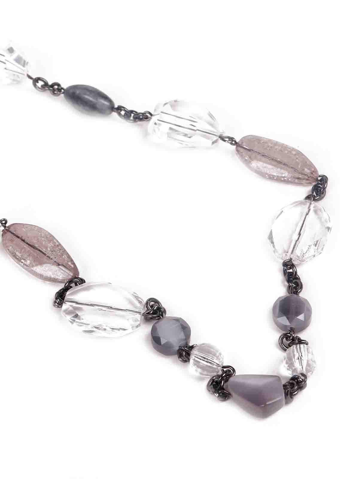 Designer beaded necklace -Grey - Odette