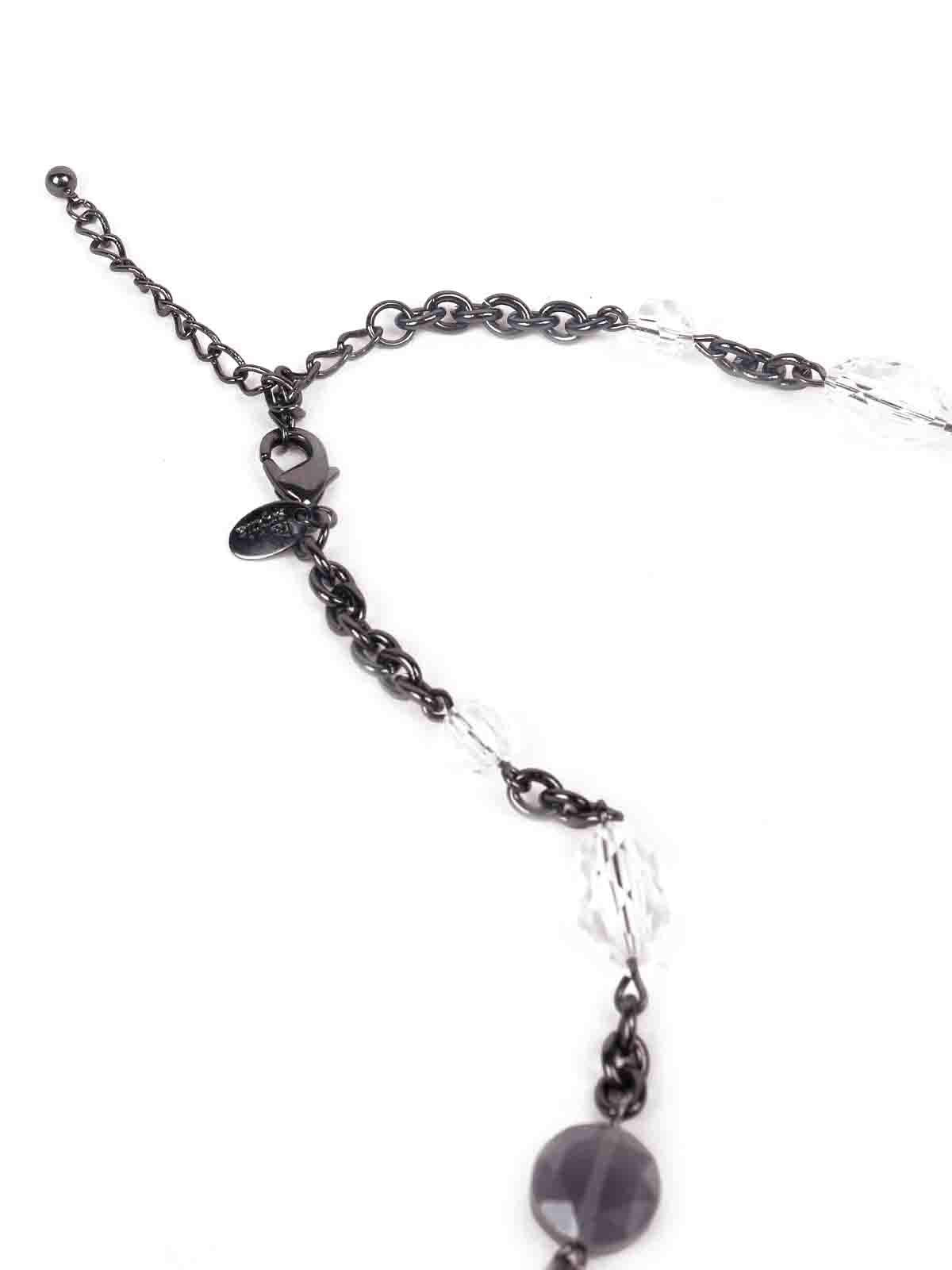 Designer beaded necklace -Grey - Odette
