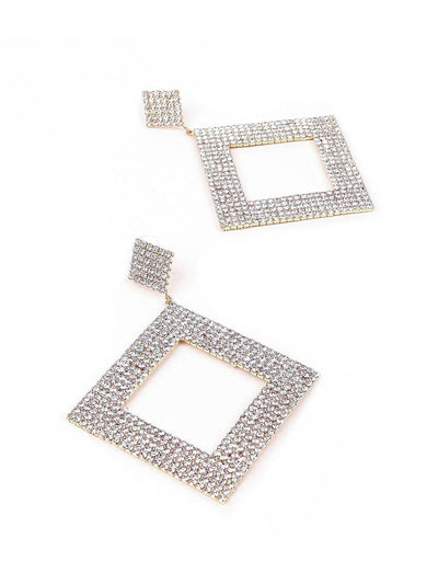 Designer Diamond-shaped crystal-studded earrings - Odette