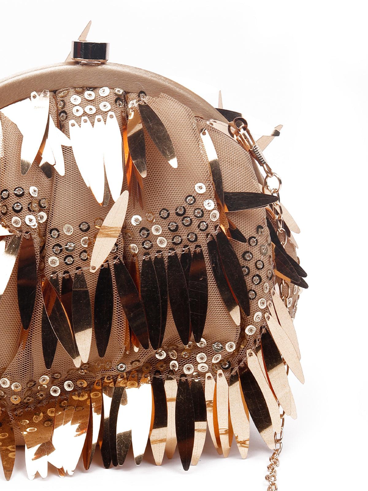 Designer Gold-Tone Embellished Bag - Odette