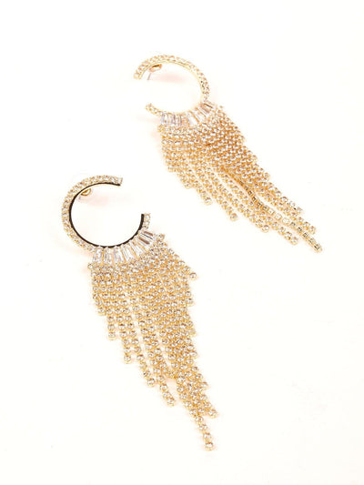 Designer Gold-Tone Hoop Tassel Earrings - Odette