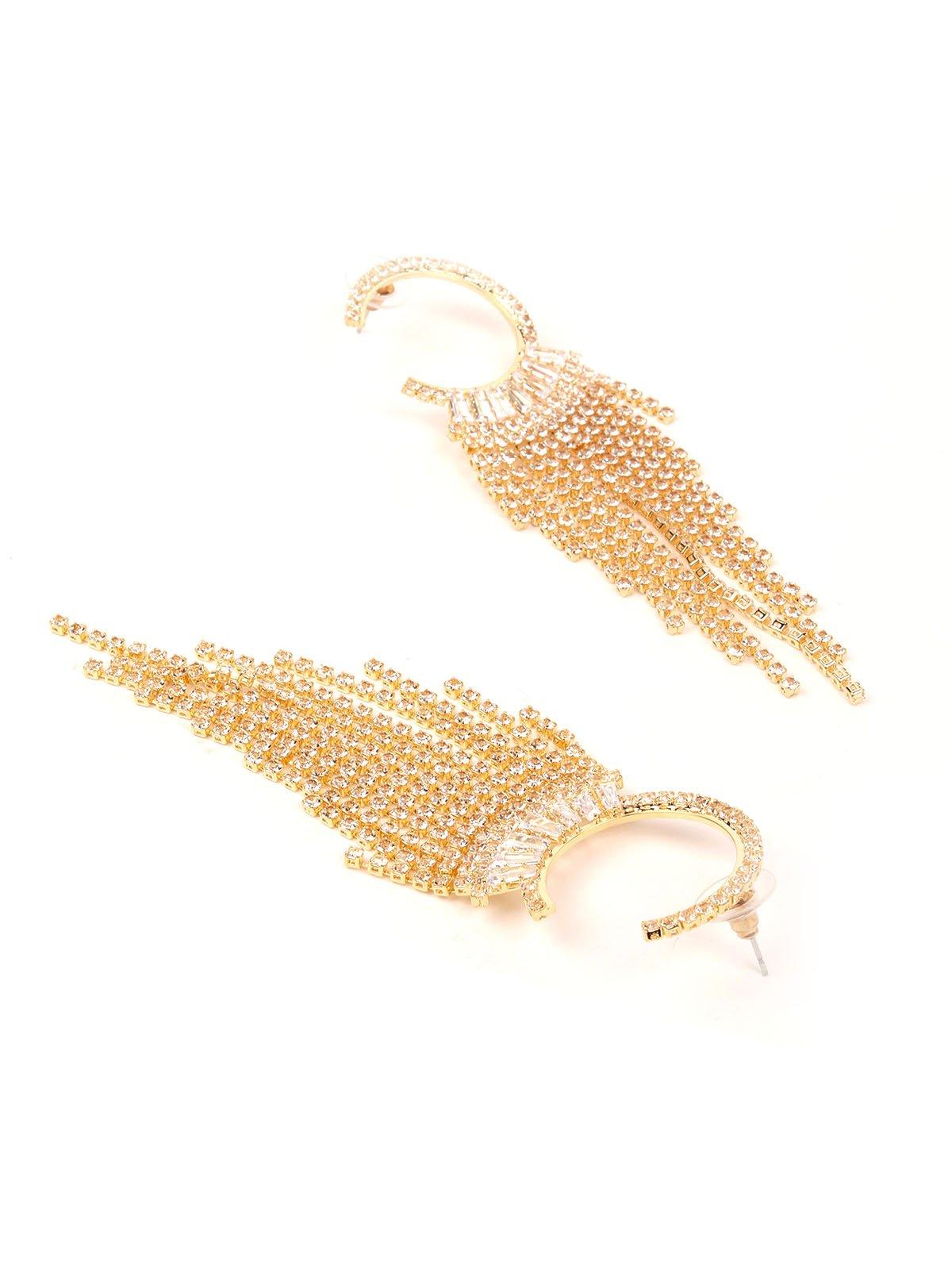 Designer Gold-Tone Hoop Tassel Earrings - Odette