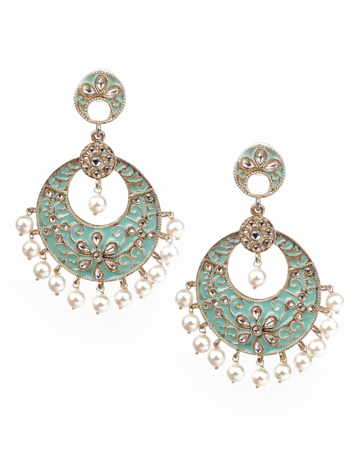 Shop Gold Finish Meenakari Chandbali Earrings for Women Online from India's  Luxury Designers 2024