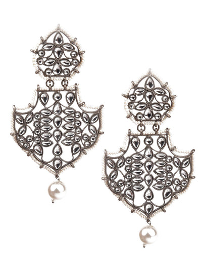 DESIGNER GREY AND WHITE DANGLER EARRINGS - Odette