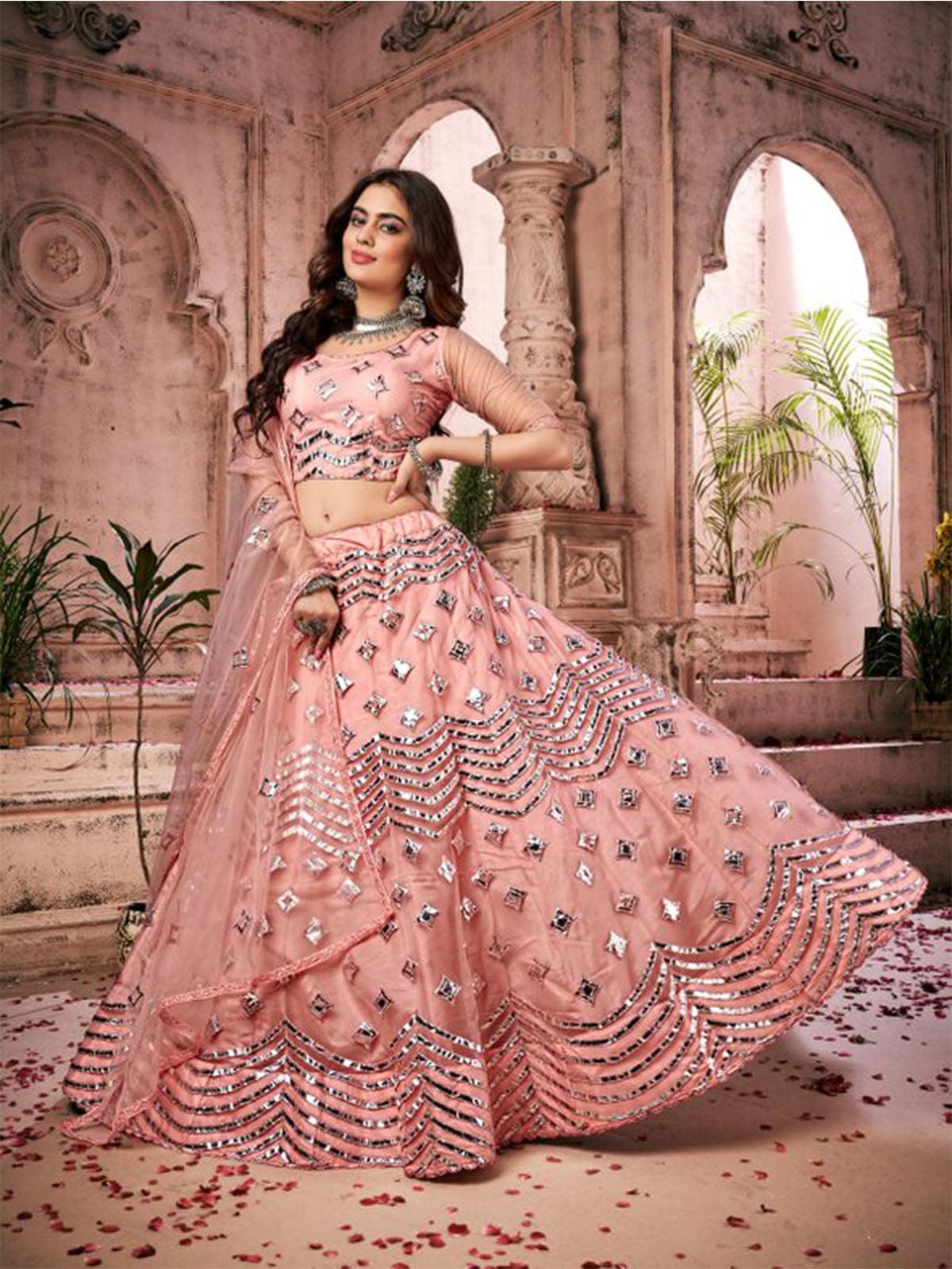 Popular Peach Brocade Lehenga Choli and Peach Brocade Chaniya Choli Online  Shopping