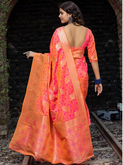 Designer Pink Banarasi Silk Saree - Odette