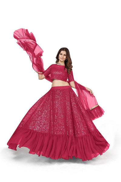 Designer Pink Georgette Lehenga Choli - Odette