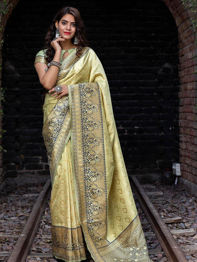 Designer Pista Banarasi Silk Saree - Odette