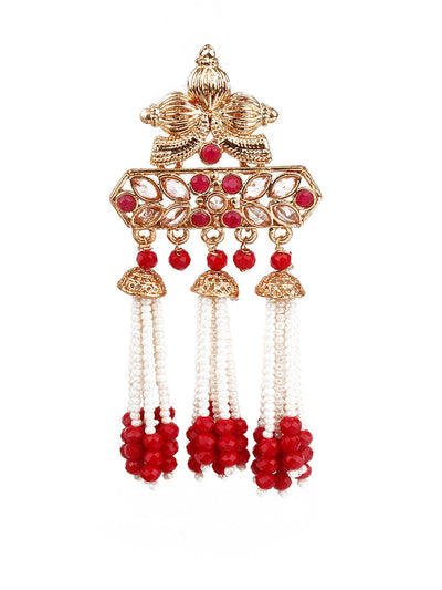 DESIGNER RED AND GOLD DANGLE EARRINGS - Odette