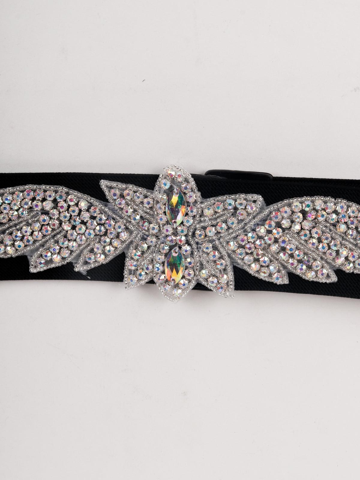 Designer Rhinestones Embellished Waist Belt - Odette