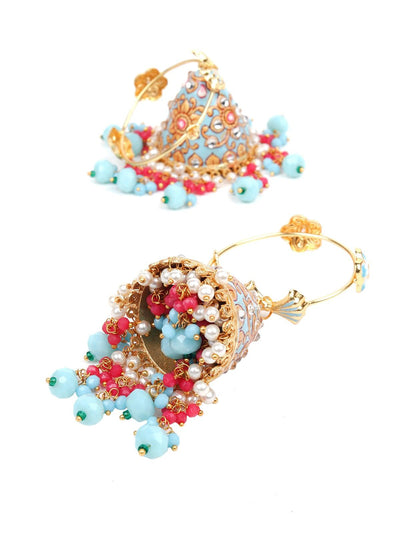 Designer turquoise blue jhumkas - Odette