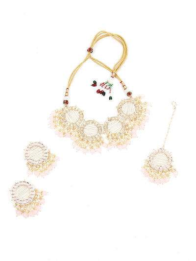 Designer White and Gold Traditional Choker Set for Women - Odette