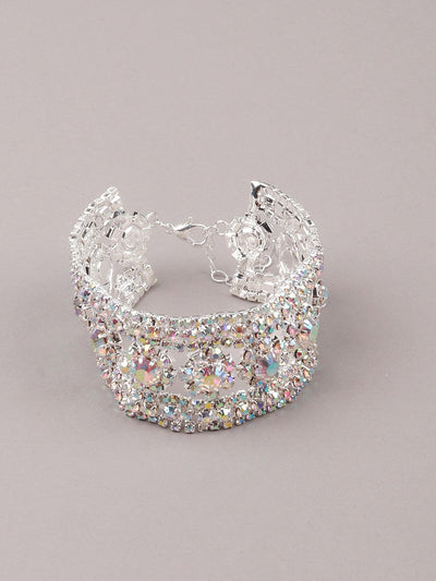 Diamanté chrome effect gorgeous statement bracelet - Odette
