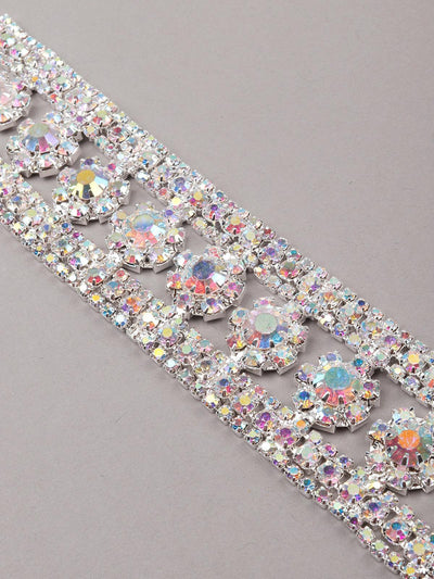 Diamanté chrome effect gorgeous statement bracelet - Odette