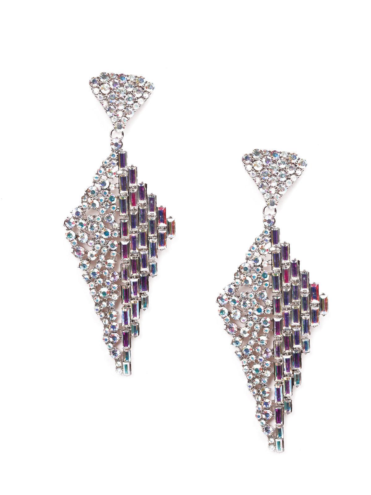 Diamanté gorgeous artificial diamond drop earrings - Odette