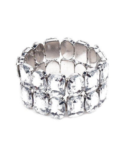 Double layered artificial crystal bracelet -Silver - Odette