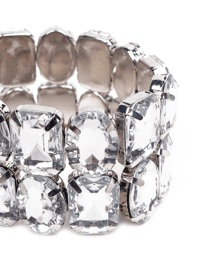 Double layered artificial crystal bracelet -Silver - Odette