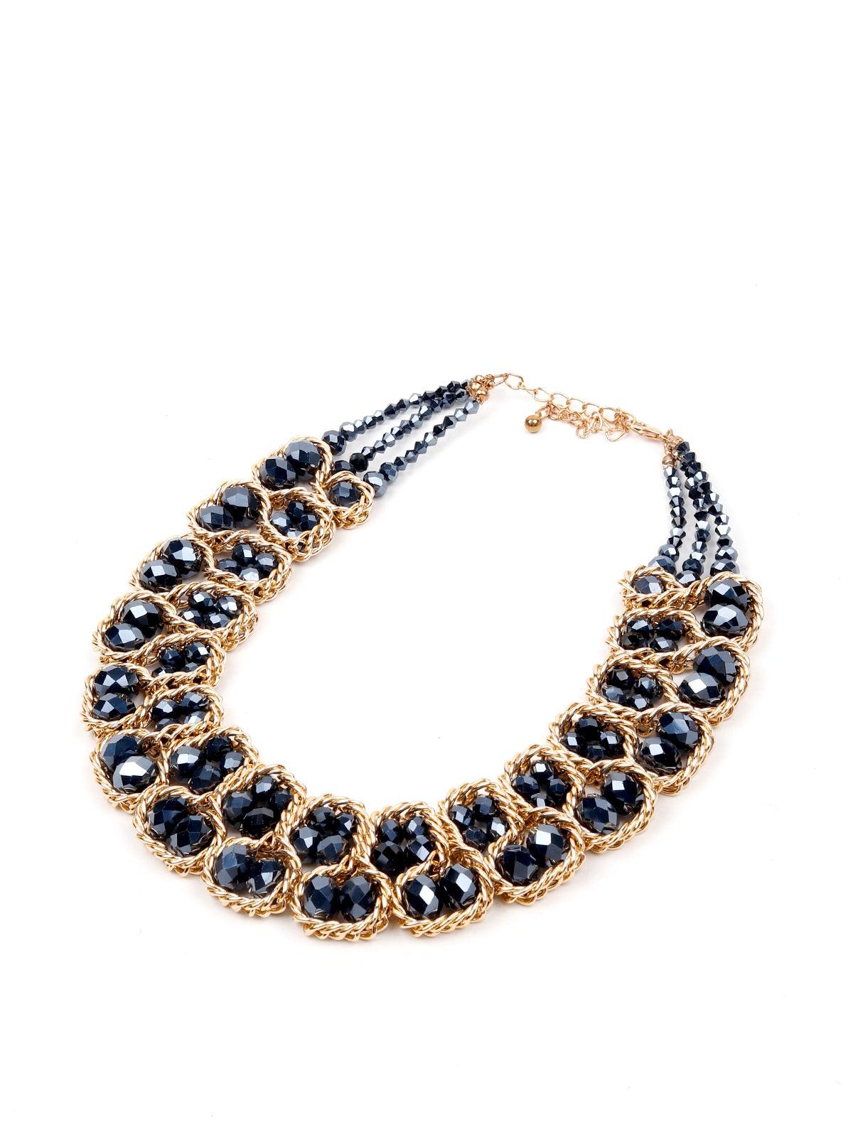 Double Layered Black Beaded Necklace - Odette