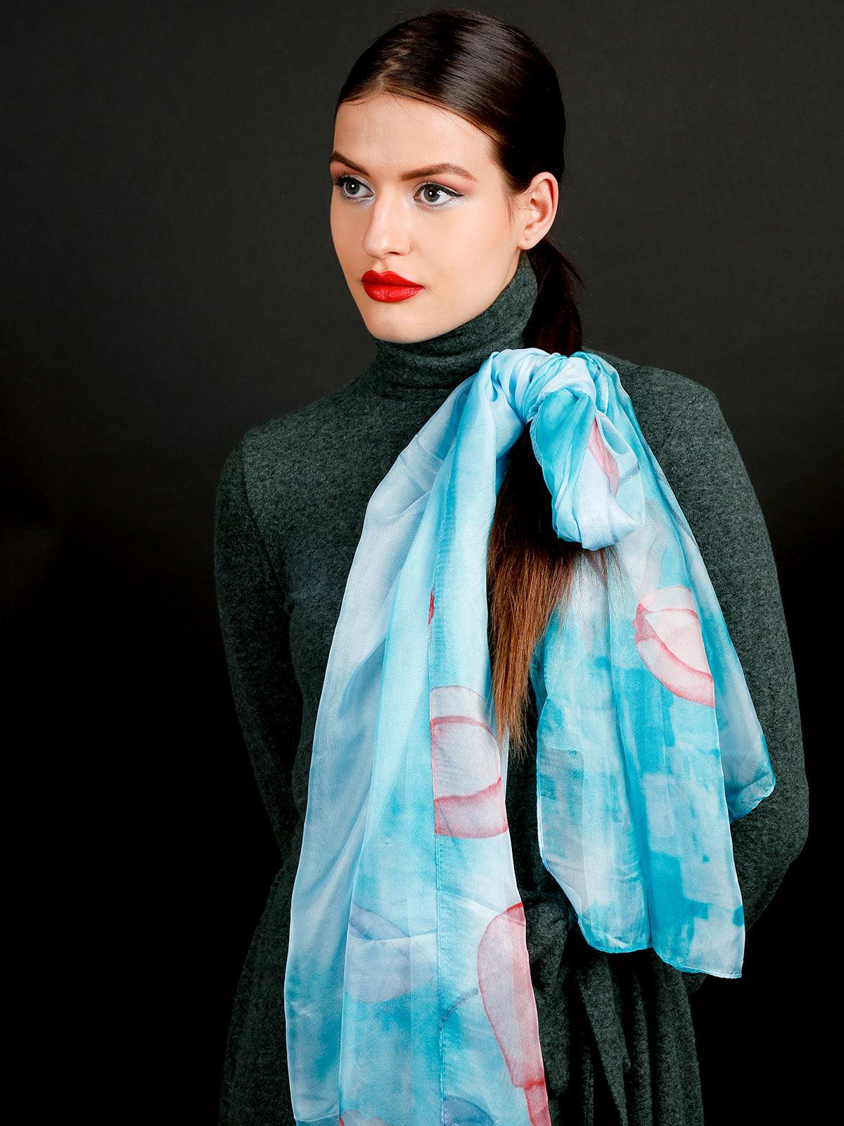 Double-shaded aqua green scarf - Odette