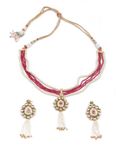 Double Sided Pearl and Kundan Necklace set - Odette