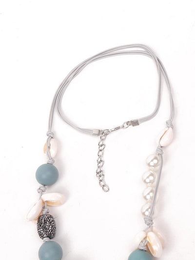 Dusk blue tassel bohemian necklace - Odette